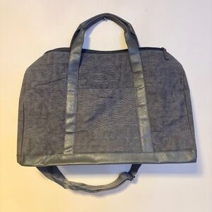 Calvin Klein Mens Duffle Gym Weekend Bag Dark Grey Faux Leather Trim Large Size